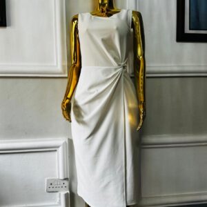 Ivory Grace Draped Midi Dress