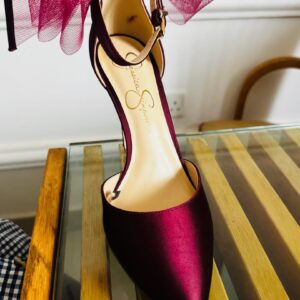 Scarlet Grace Satin Bow Heels